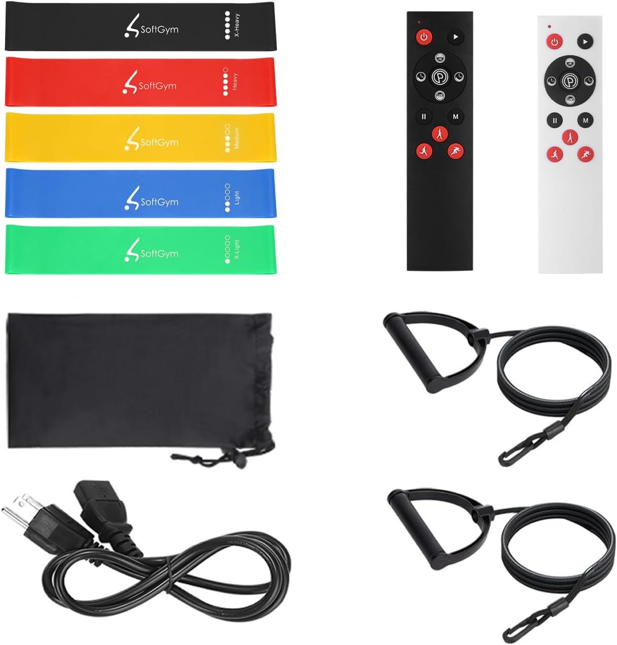 Softgym Resistance Loop Exercise Bands with Set of 5 and Carry Bag,1 Set Exercise Bands,2 Remote Controls,A Power Cord