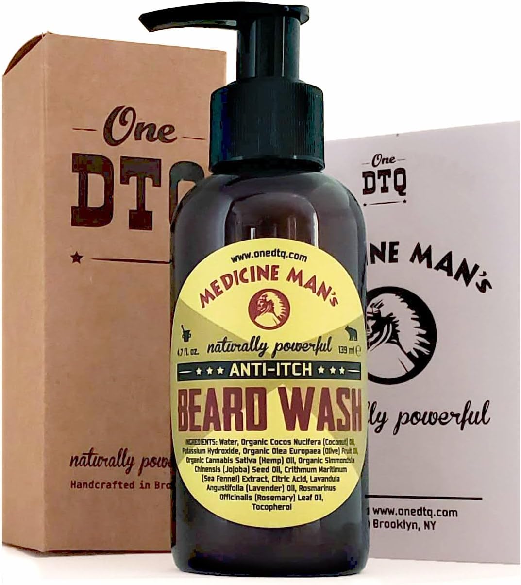 OneDTQ Beard Wash for Itchy Beard & Beardruff – Natural – Soothes, Softens, Deep Cleans – Medicine Man's 4,7 FL OZ