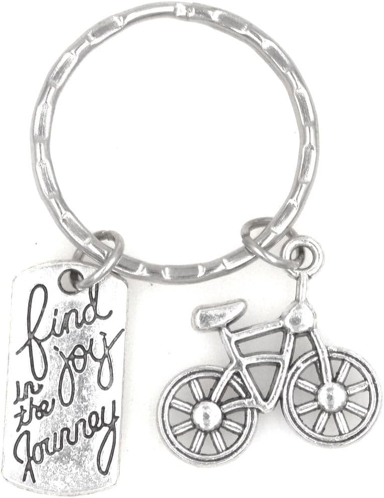 Find Joy in the Journey Graduate Retirement Accomplishment Gratitude Gift Bicyclist Bicycler Wheeler Biker Cyclist Race Finalist Winner Tournament Participant Bicycle Keychain 105J