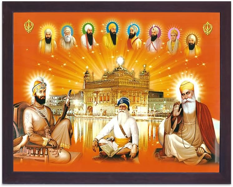 Lord Sikh Guru poster print with frame for Home Decor and Gifting Purpose (229-74)