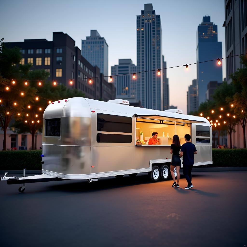 Mobile Food Trailer Vending Truck with Full Kitchen Equipment Street Food Truck Trailer Concession Hot Dog Cart with Wheels Commercial