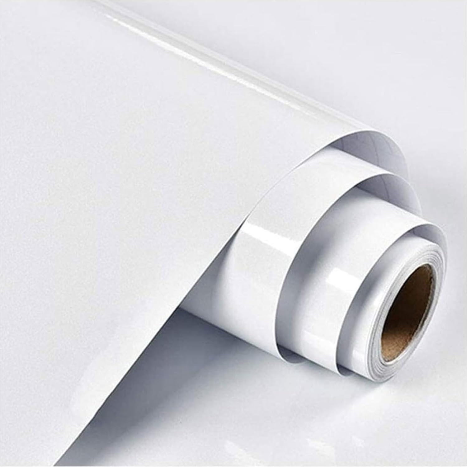 Abyssaly White Sticky Back Plastic Vinyl Wrap Self Adhesive Wallpaper Glossy/Glitter 60cm X 500cm for Kitchen Countertop Cover Peel and Stick Furniture Stickers