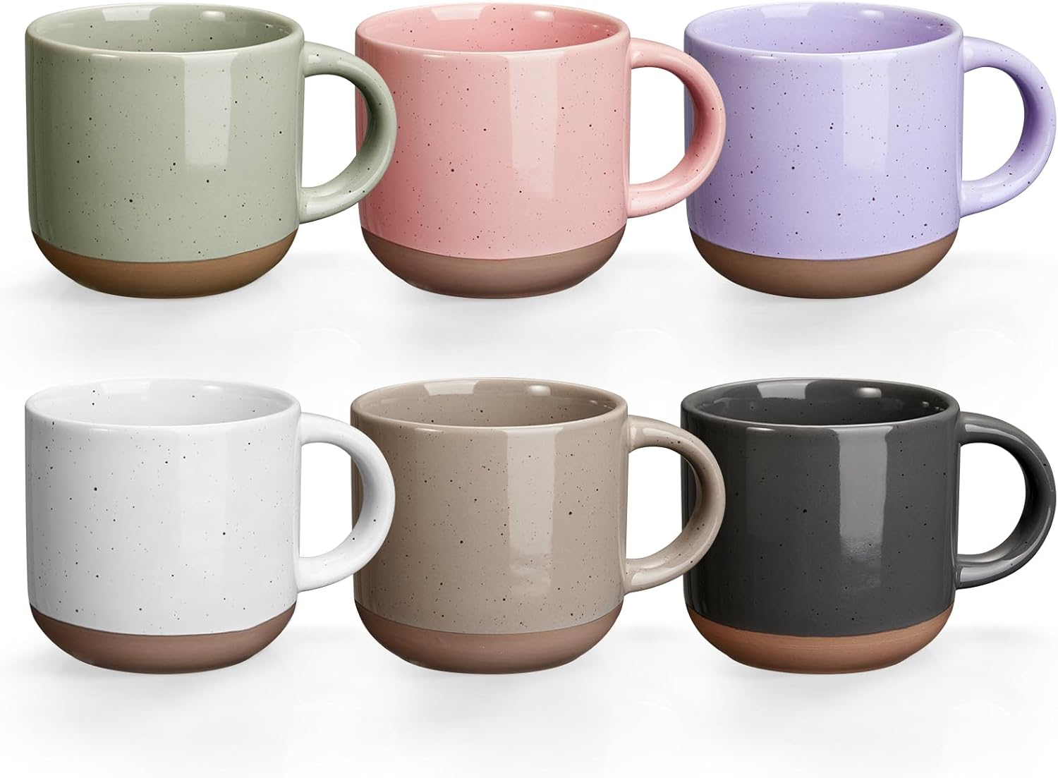 Morandi Color Ceramic Mini Espresso Cups Set of 6, 5 oz Expresso Mugs with Handle, Porcelain Coffee Mugs Demitasse Cups, Modern Style Cups, Microwave Dishwasher Safe Suit for Espresso Machine
