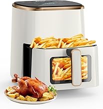 VEWIOR Air Fryer, 5.3Qt Airfyer with Viewing Window, 7 Custom Presets Large Air Fryer Oven with Smart Digital Touchscreen,Non-stick and Dishwasher-Safe Basket