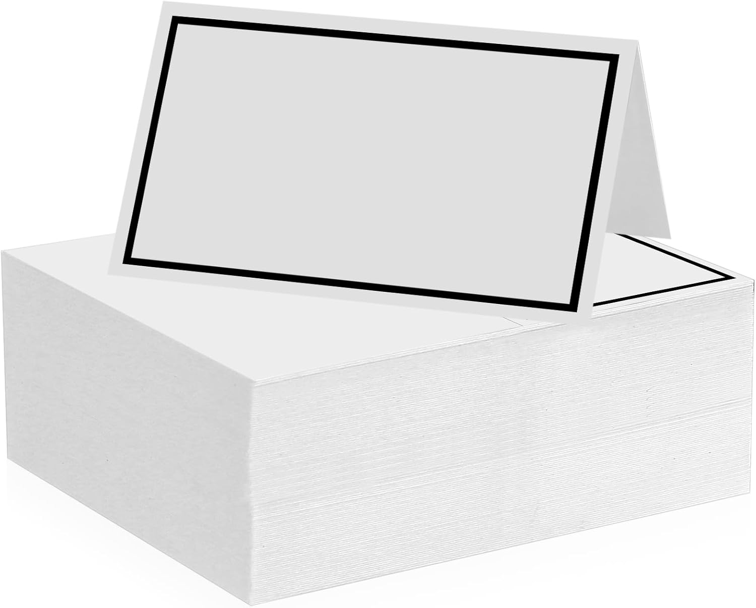 106 Pcs Table Place Cards, White Blank Tent Card Name Cards with Black hot Stamped Border, Wedding Place Card for Weddings Banquets Events Table Setting Party Dinner Reception Seating