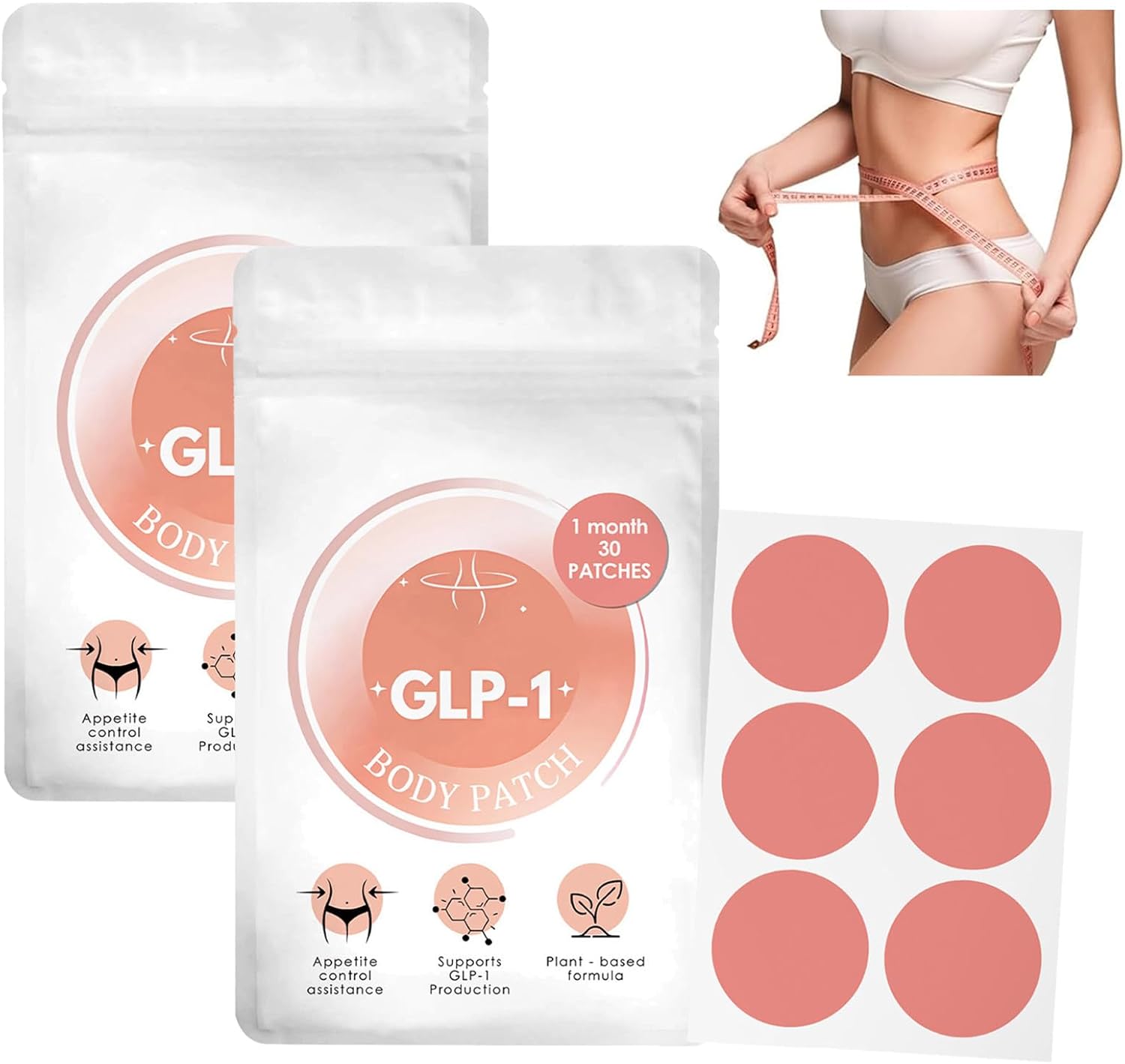 60 Patches GLP-1 Patches Healthy Support,GLP1 Natural Ingredients Patch for Women Girls,Gentle Safe Soothing Formula for All Body Types Care,Natural Extracts Moisturizing Skin Stickers(30Pcs/Box)