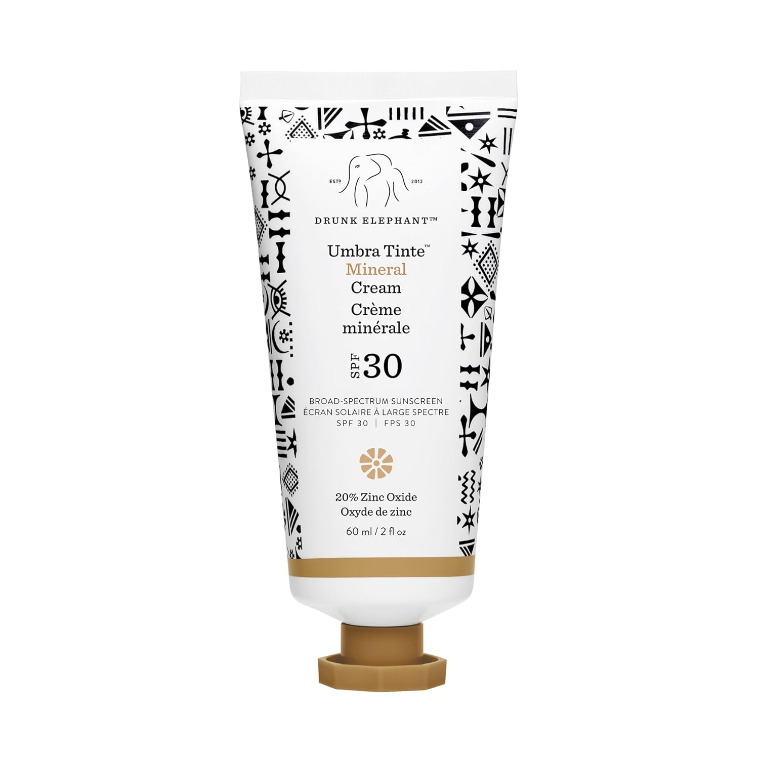 Drunk Elephant Umbra Tinte Mineral Cream SPF 30/PA+++ - 100% Mineral Sun Protection - Lightweight & Blendable - Free of Essential Oils, Silicones & Fragrances - Cruelty Free - 2 fl oz
