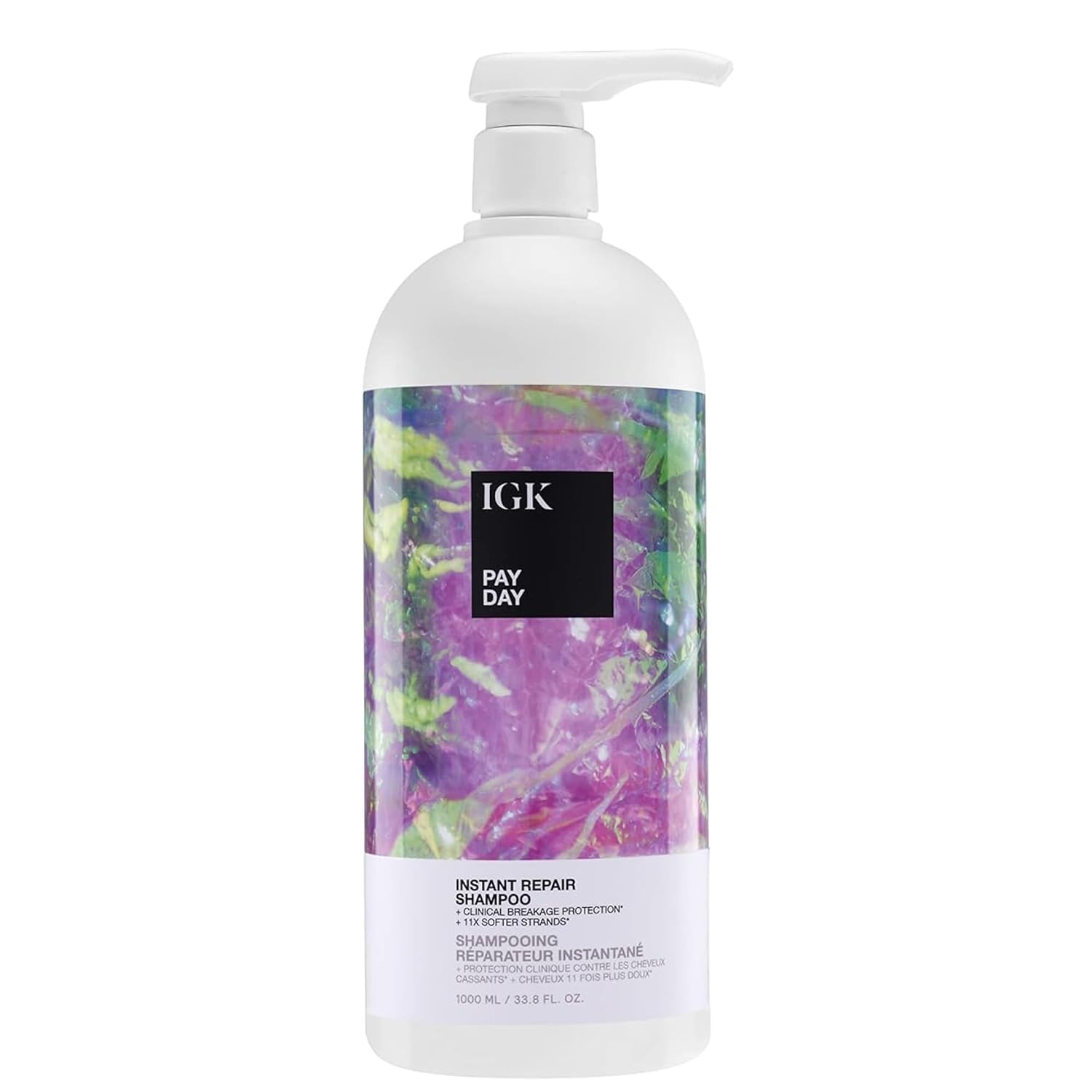 IGK Pay Day Instant Repair Shampoo for Damaged Hair, Sulfate-Free, 33.8 Oz