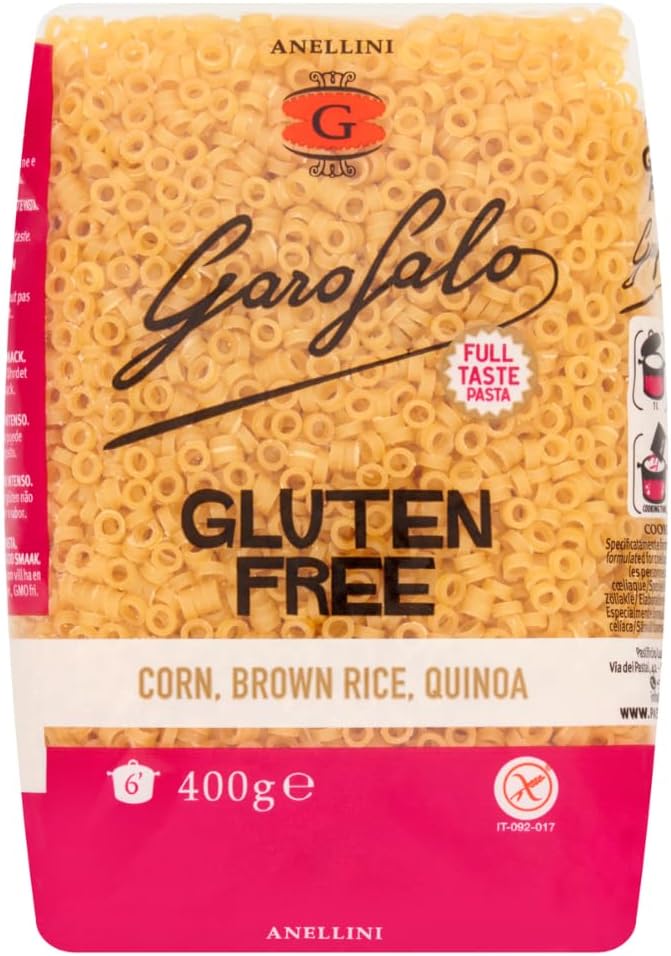 Garofalo Gluten Free Anellini Small Soup Pasta, 400g - Suitable for Coeliac and Vegan diets (Pack of 1)