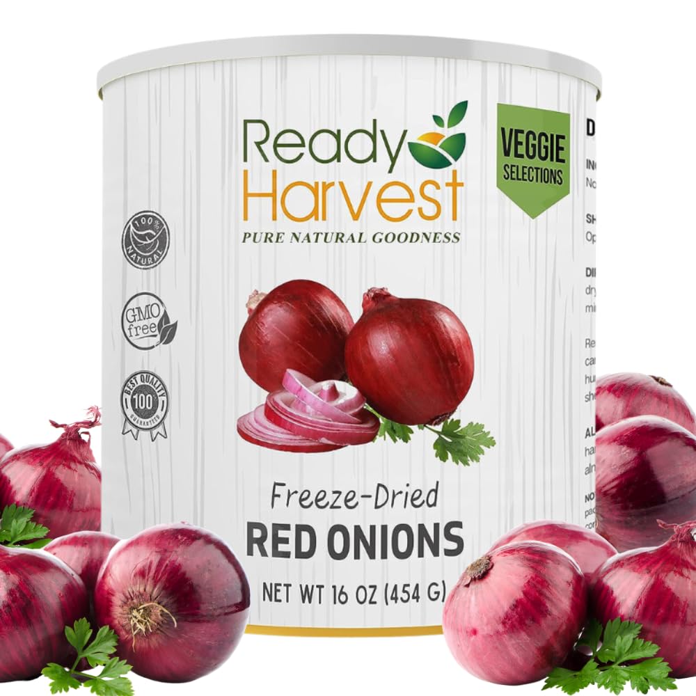 Ready Harvest Freeze-Dried Red Onions Fresh Alternative | Chopped Diced Dried Minced Canned Veggies Food #10 Can 25-Year Shelf Life 16oz