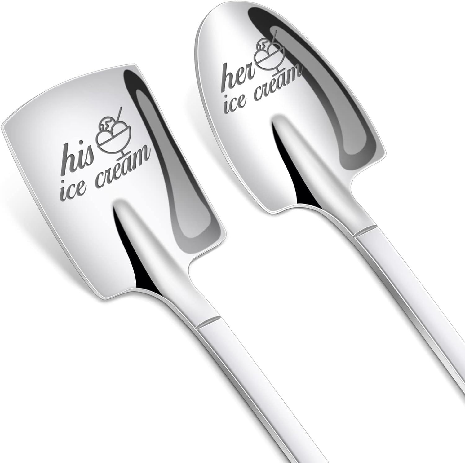 Wedding Gifts for Her and Him Ice Cream Spoons, Stainless Steel Coffee Spoon Pack of 2 Set Christmas Valentines Day Wedding Gifts for Couple Lovers-2