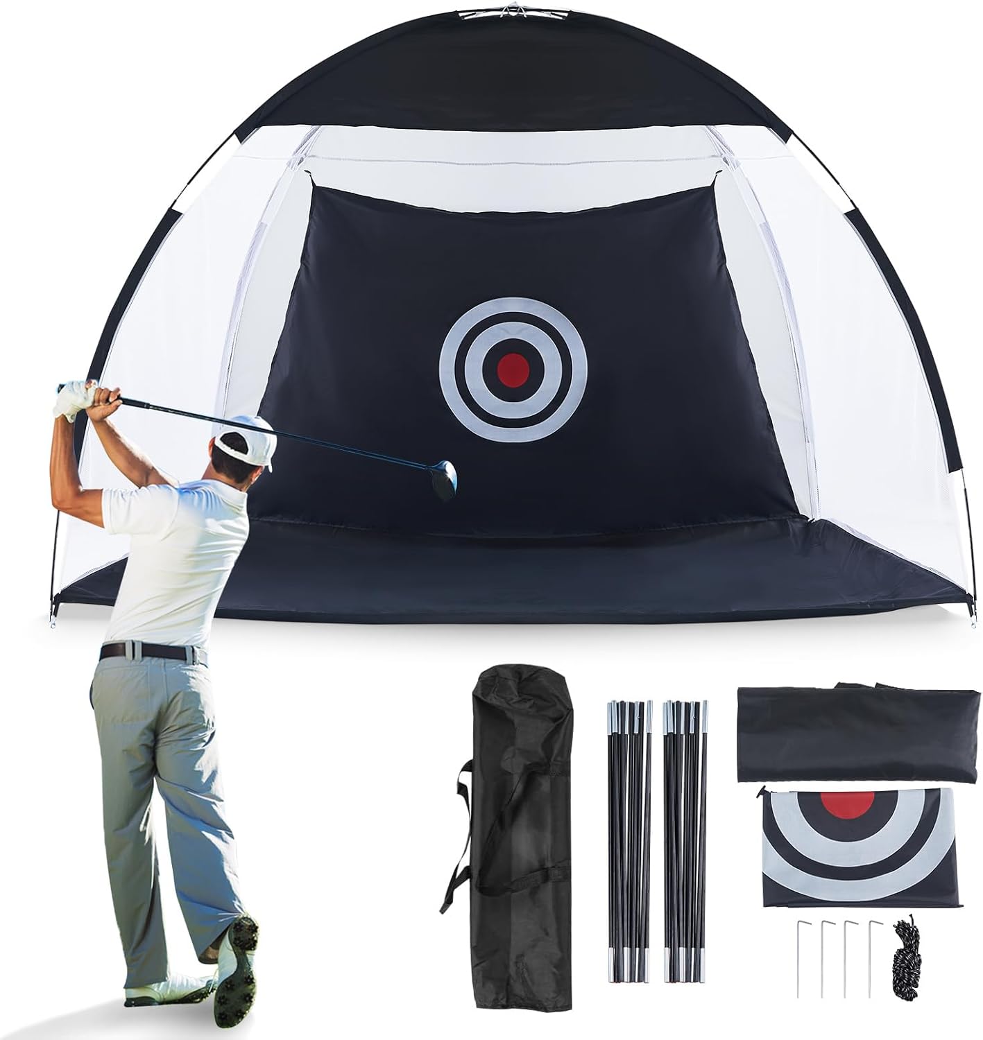 CLIPOP Golf Practice Net Golf Hitting Net with Swing Training Targets and Carry Bag for Kids Adult Indoor Outdoor Home Backyard Sports