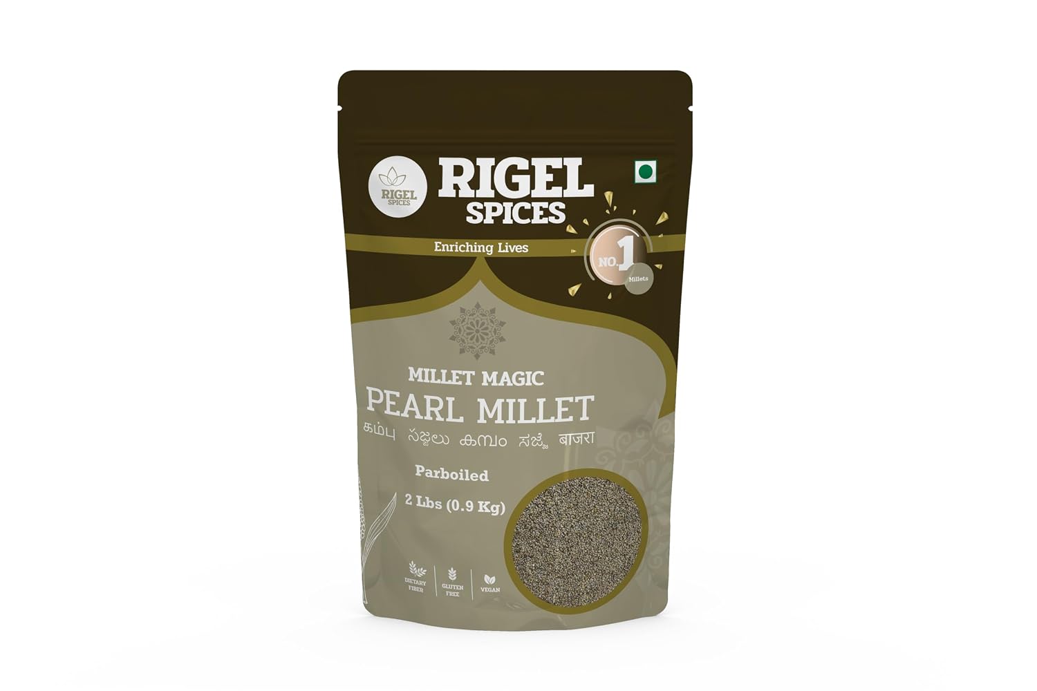 Rigel Spices | Pearl Millet | 2lbs resealable pack | Kambu | Non GMO | Gluten Free | Rich in fiber