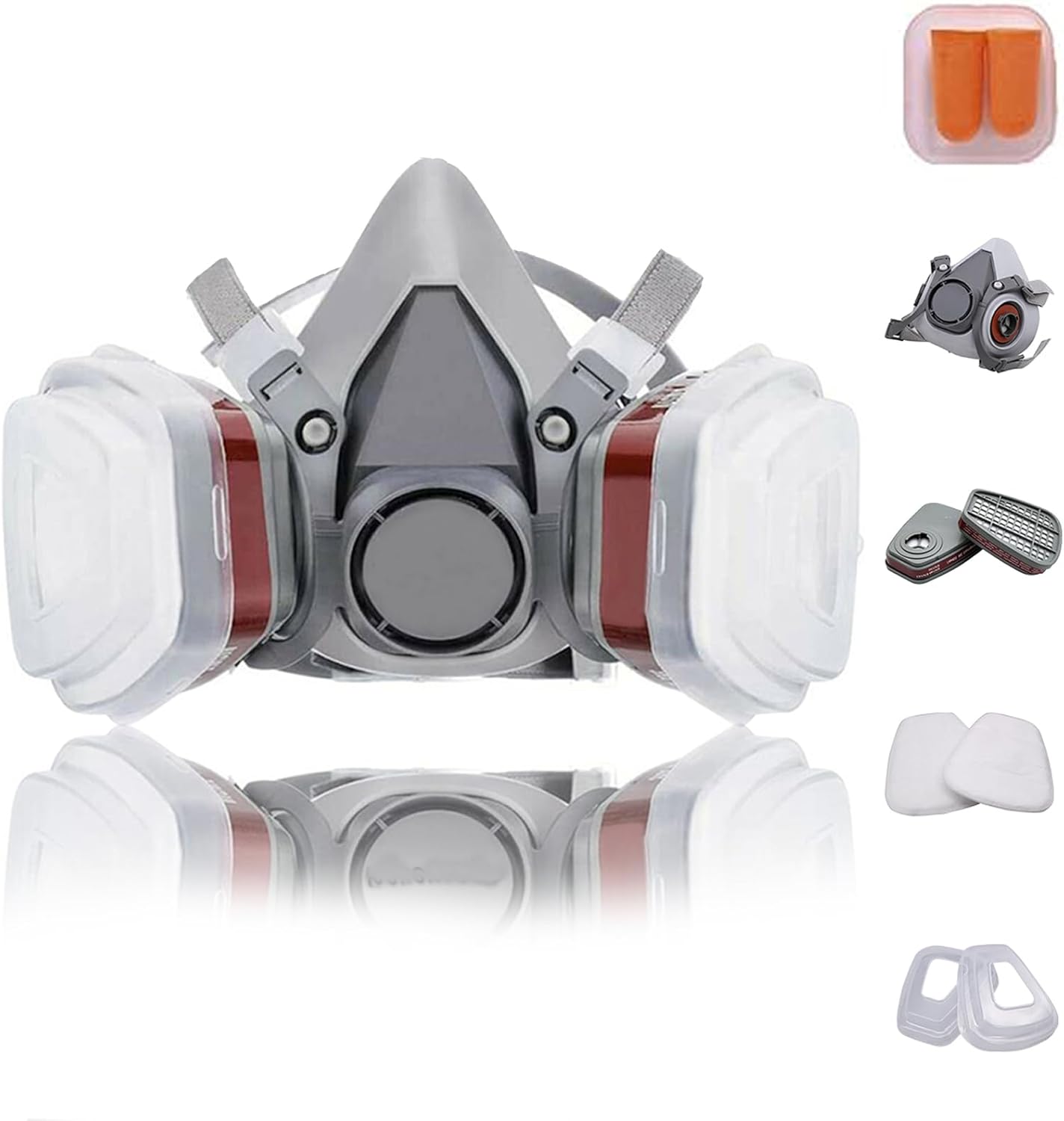 Reusable Face Cover Set for Painting,Gas, Dust, Machine Polishing, Organic Vapors with Filter Cotton for Staining,Car Spraying,Sanding &Cutting, DIY and Other Work Protection