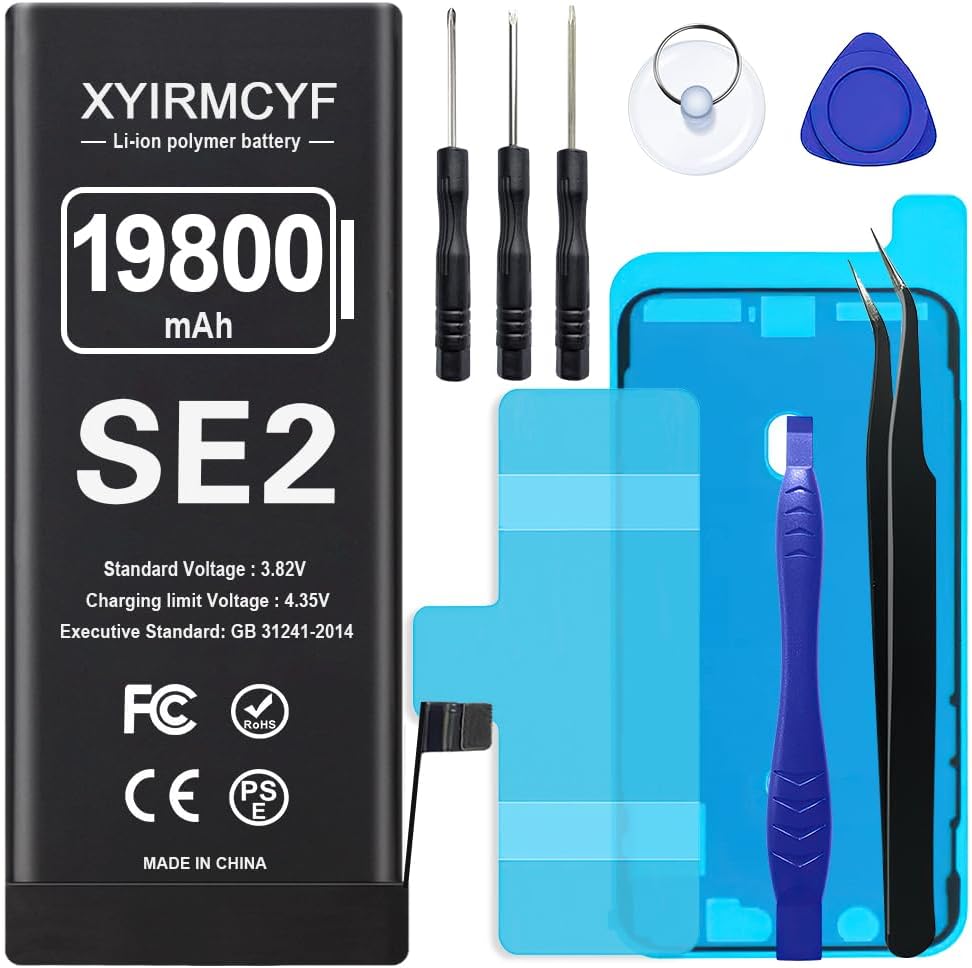 19800mAh Super Capacity Battery Compatible with iPhone SE2 (SE 2020 2nd Generation), 0 Cycle Li-Polymer Replacement Battery for iPhone SE 2020, with Professional Repair Tool Kit