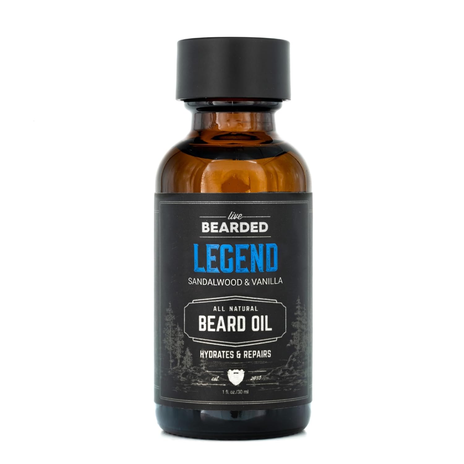 Live Bearded Beard Oil, 1 fl oz - Premium All-Natural Jojoba - Made in the USA - Hair and Skin Care for Men with Dry, Flaky Patches | Legend Scent - Sandalwood, Vanilla