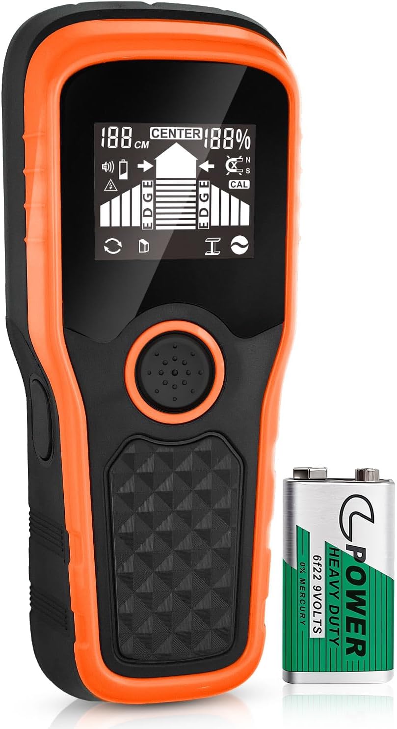 2025 Newest Smart Automatic Stud Finder, 5-in-1 Electronic Wall Scanner Detector with LCD Display & Audio Alarm, Stud Sensor Beam Detector Center Finding for Wood Wire Metal Stud Cable Joist Detection