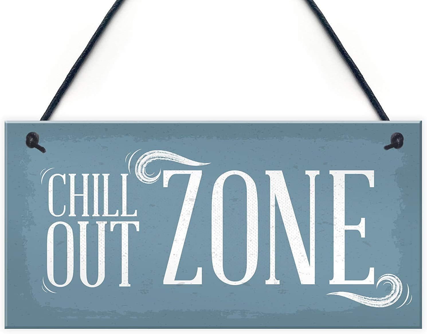 Chill Out Zone Wood Sign Man Cave Shed Summerhouse Sign Hot Tub Home Wall Door Plaque Gift 12x6inch(XXQ146)