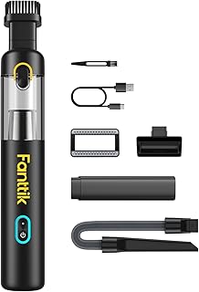 Fanttik Slim V8 Mate Cordless Car Vacuum Suction Power 12000Pa, Portable Mini Vacuum with Flexible Hose and Pet Brush, Type-C Charge, Portable Vacuum for Car, Office Desk, Keyboards, Black