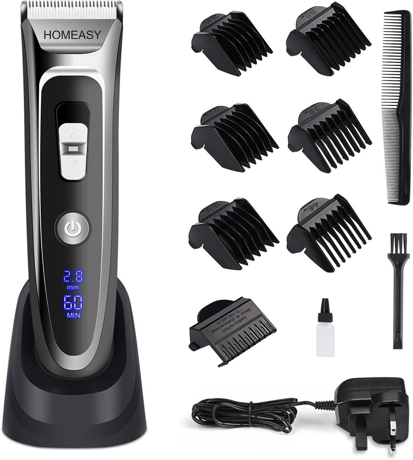 Hair Clipper Men, Beard Trimmer Electric Hair Trimmer Rechargeable Waterproof Mens Grooming Kit Hair Cutting Machine with LED Display Ceramic Blade Hair Shaver 2 in1 for Men Kids Barbers