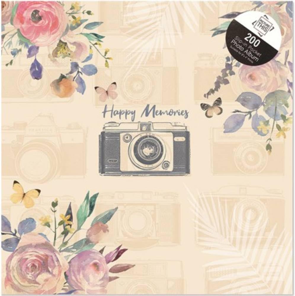 Tallon Vintage Cream Happy Memories 6x4 Photo Album Memo Slip in Holds 200 Photos