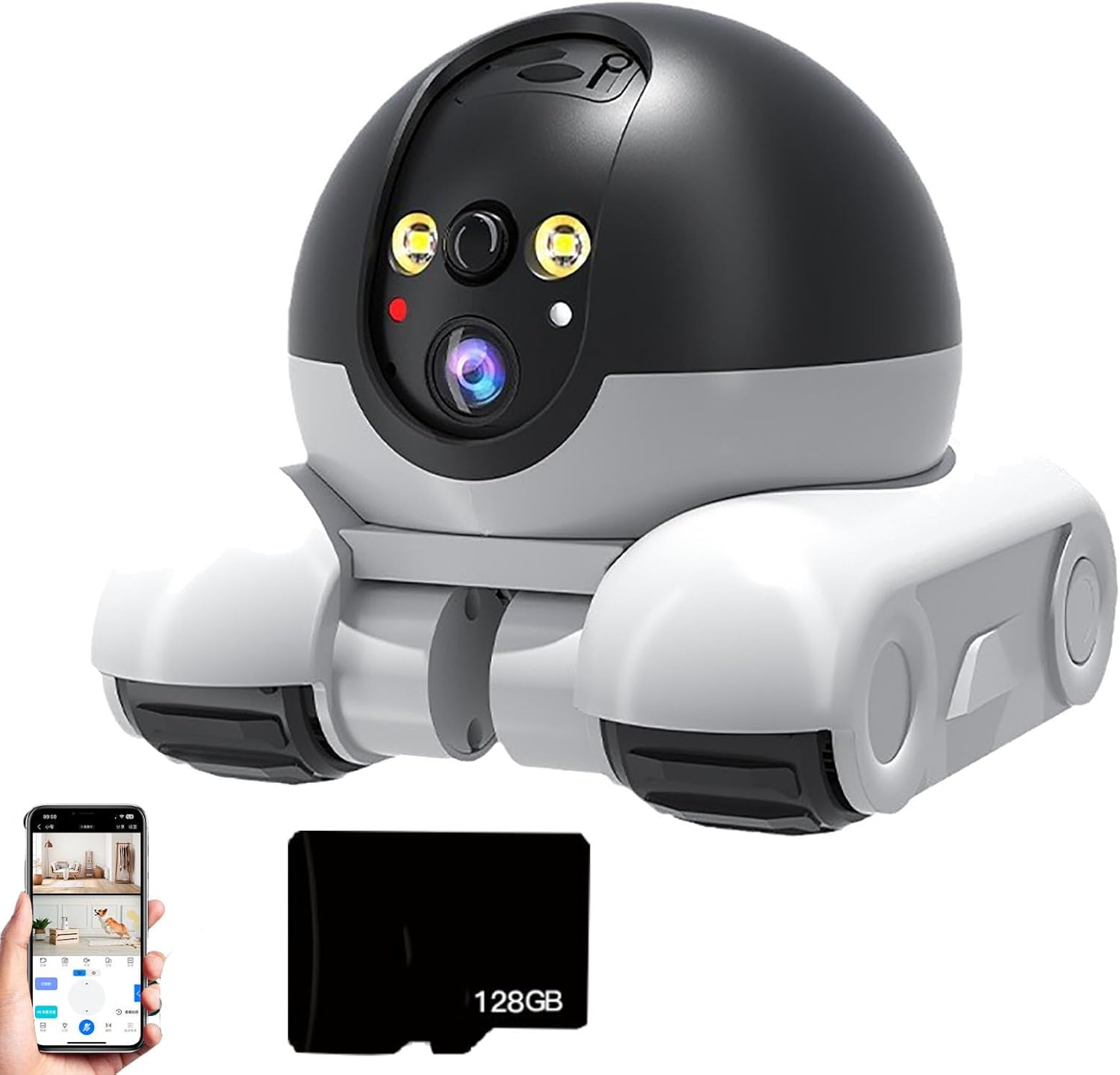Blinky Bot Camera Robot, Blinky Bot Camera, RobotCameras on Wheels, 360° View Rolling CameraRobot, 1080p HD Wi-FiRobot PetCamera with App Control, 2 Way Audio, Night Vision (WIFI,128G)