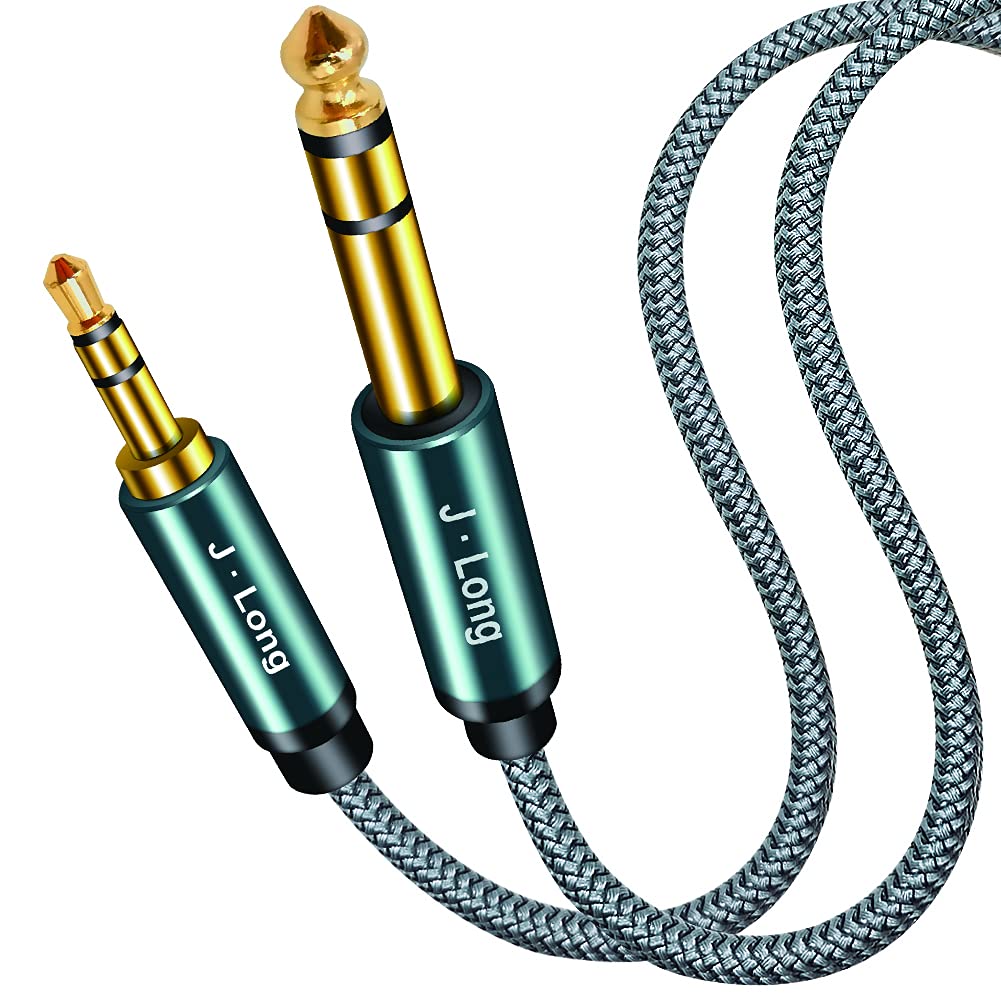 J·LONG 3.5mm to 6.35mm Stereo Audio Cable 1M, Nylon Braid 1/4 to 1/8 Audio Cable,3.5mm Male to 6.35mm Male TRS Compatible for iPod, Laptop,Home Theater Devices, and Amplifiers (1m)