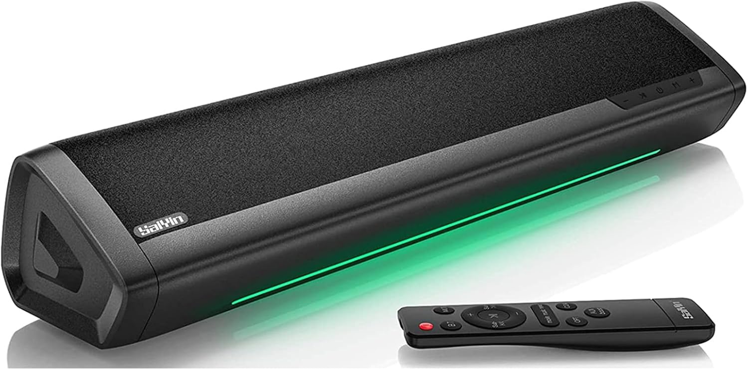 Saiyin Sound Bar for TV, Soundbar with Bluetooth 5.3,Optical, AUX Inputs, 17-Inch Small TV Sound Bar Speakers with Visual Volume Adjustment (17 inch, Balck, DS6305)