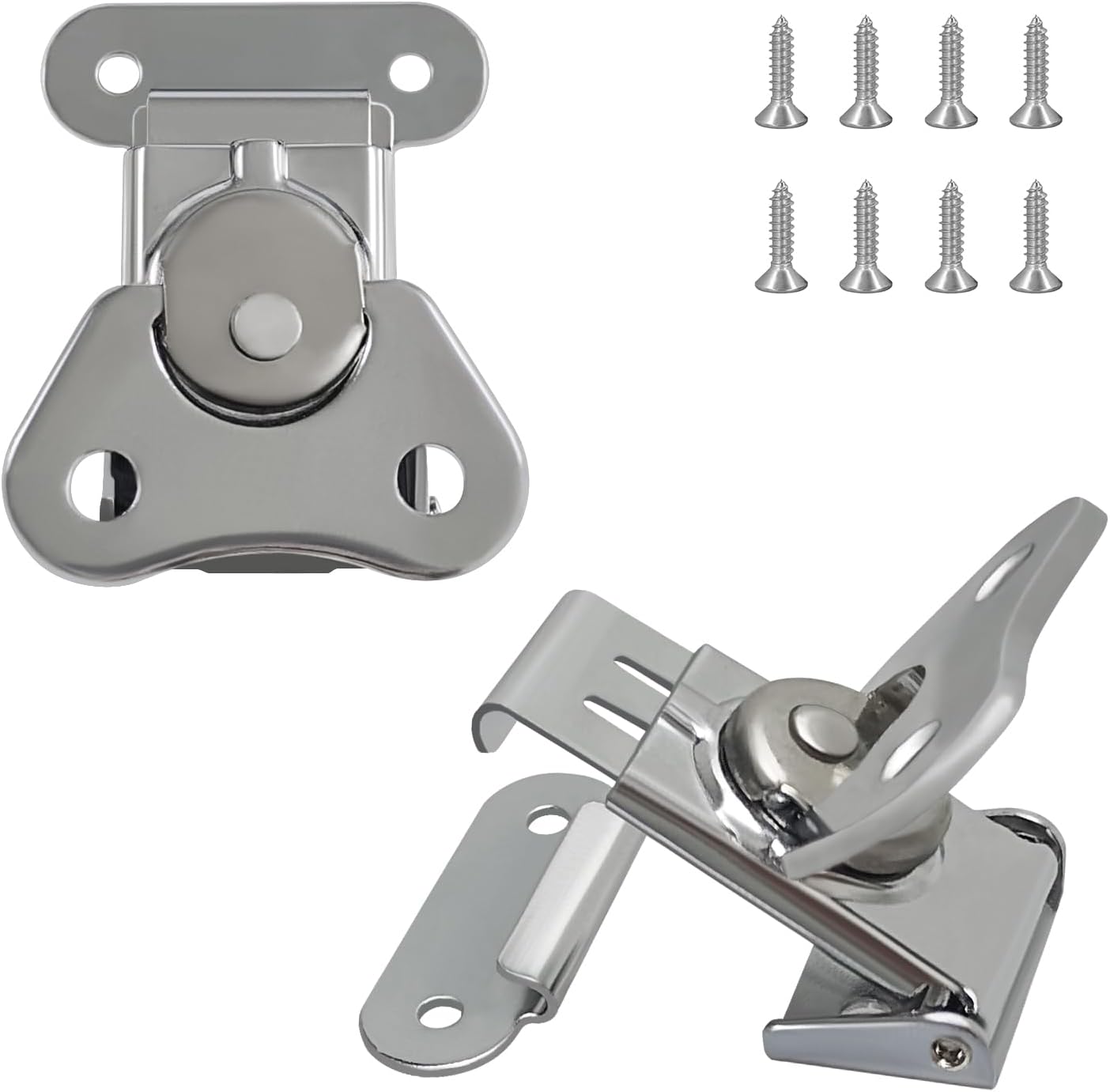 2 Pcs 304 Stainless Steel Small Butterfly Twist Lock With Retainer for Wooden Cases, Swivel Latches Toggle Buckle Latch for Luggage, Instruments, Equipment Cases, Silver