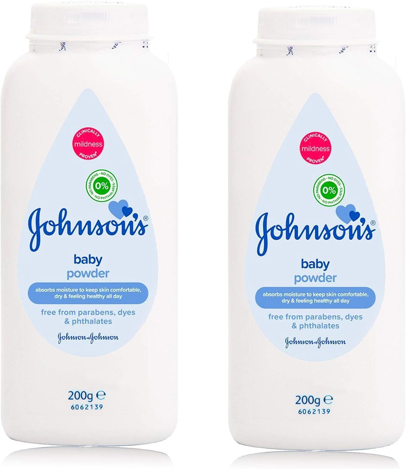 Johnson’s Baby Powder 2 x 200g | Gentle Powder for Newborn and Baby Skin | Clinically Proven Powder for Soft, Smooth, Dry Skin | Multipack Baby Care Essentials for Daily Use