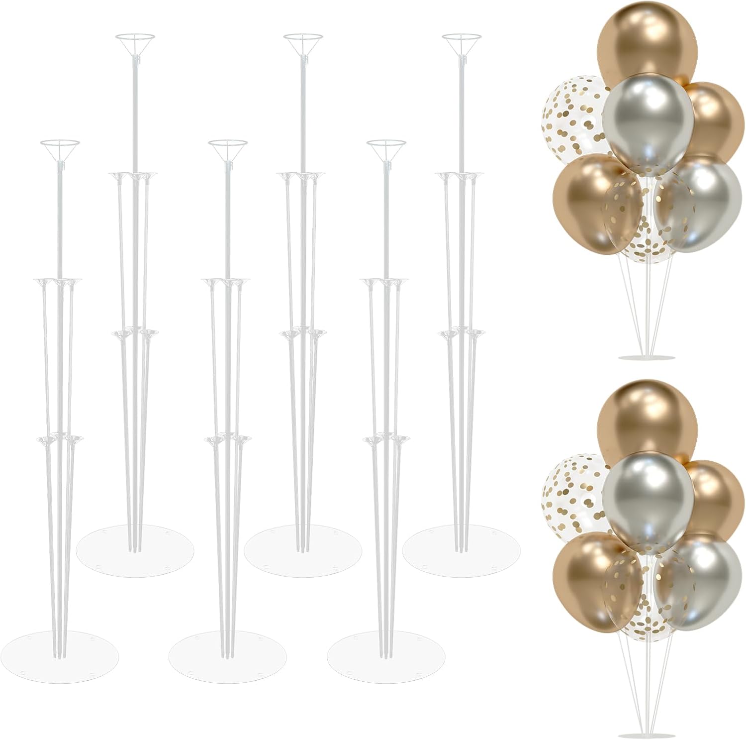 Balloon Stand 6 Set Balloon Sticks with Base Balloon Stands, Balloon Arch Stand for Birthday Decorations, Balloon Arch Kit for Table Balloon Holders for Party Decorations New Year Halloween Wedding