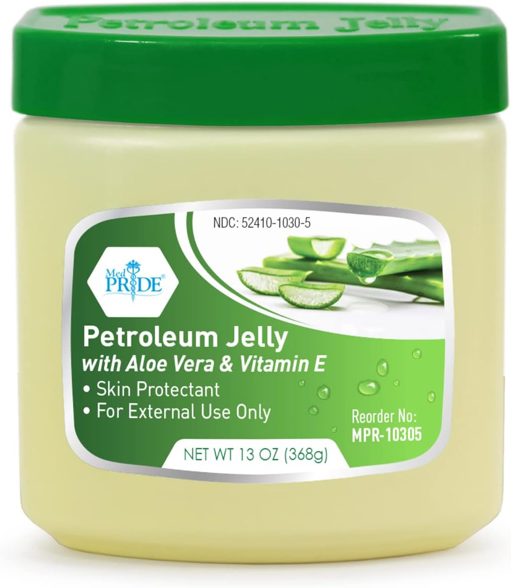 MED PRIDE Petroleum Jelly 13 Oz Tub with Aloe Vera Medicine and Vitamin E for Dry Skin, Rashes, Burns, Chapped Lips, Diaper Rash