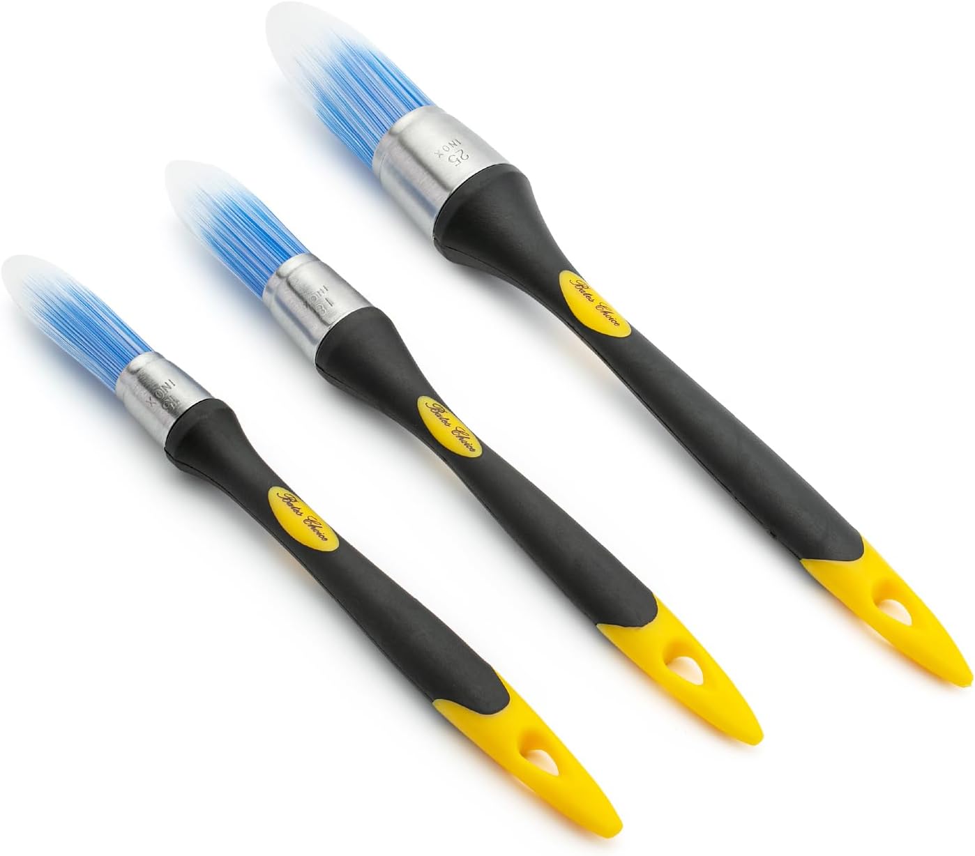Bates- Trim Paint Brush, 3 pcs, 5/8”, 3/4” and 1”, Ergonomic Handles, Trim Brushes for Painting