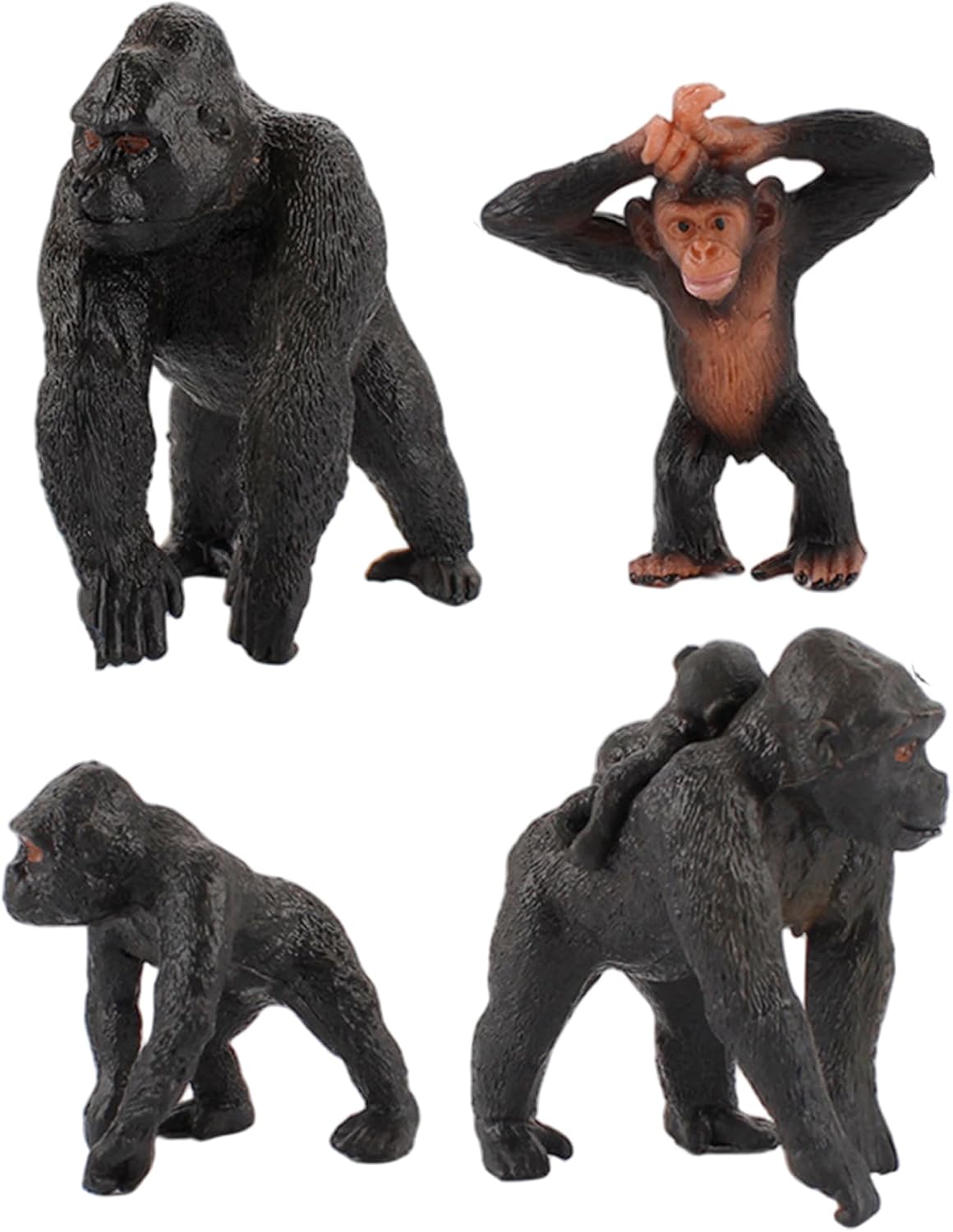 NASSMOSSE Gorilla Figurine 4PCS 4 Style Realistic PVC Educational Decorative Animal Home School