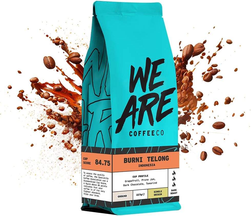 Coffee Ground, 227g Bag Indonesian Espresso Ground Coffee, 100% Arabica, Dark Roast Speciality, Single Origin (We Are Coffee Co)