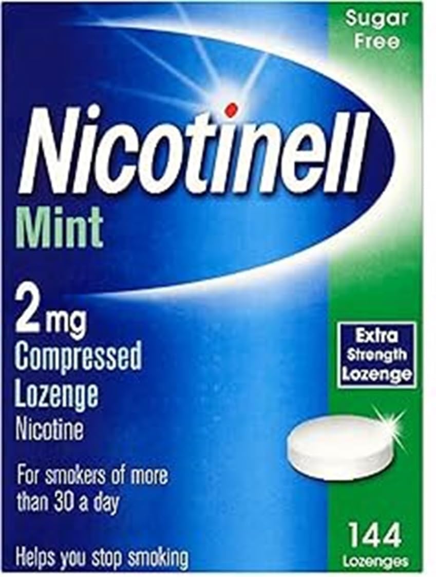 Nicotinell Mint Lozenge 2mg (144 Lozenges), Stop Smoking Aid, Sugar Free Nicotine Lozenges, Fresh Mint Flavour, 2mg Extra Strength for Heavy Smokers, Quit Smoking Aid