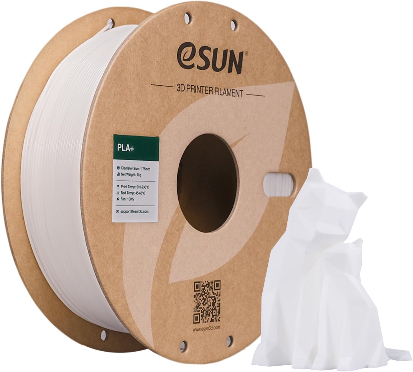 eSUN PLA+ Filament 1.75mm, Enhanced Toughness 3D Printer Filament PLA Plus, Dimensional Accuracy +/- 0.03mm, 1KG Spool (2.2 LBS) 3D Printing Filament for 3D Printers, White