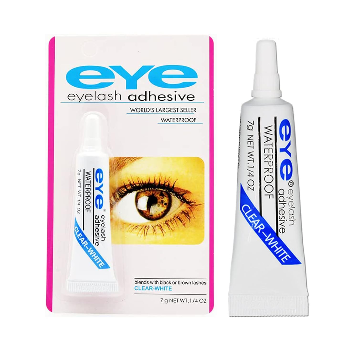 Fashion Base Eyelash glue, False Eyelash Clear Glue, Super Hold Eye Lash Glue 7g Eyelash Glue Drys Clear Lash Extension Adhesive New Waterproof Formula Strong Hold , Clear,White
