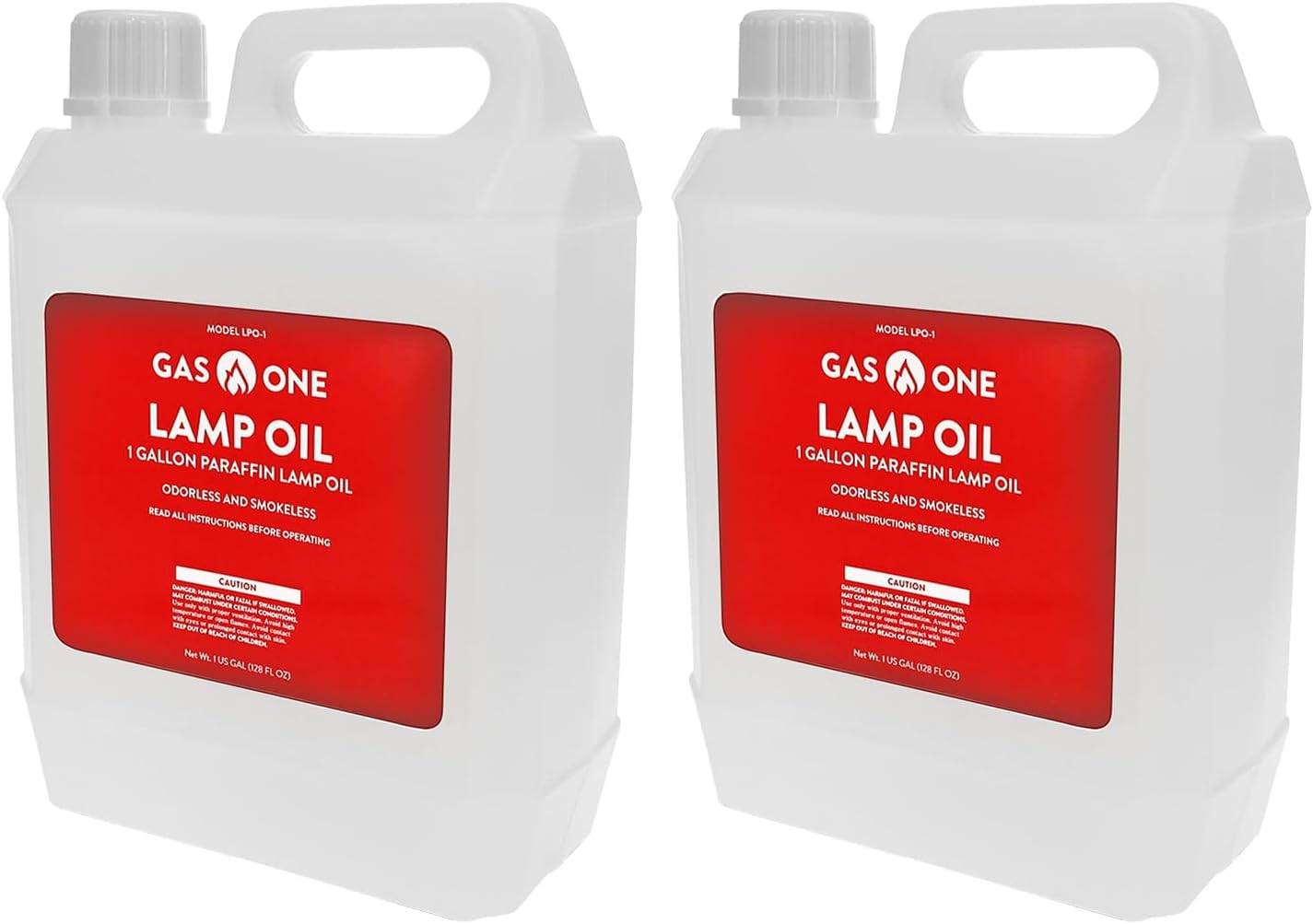 Gas One 2 Pack Liquid Paraffin Lamp Oil – 1 Gallon Clear Oil Lamp – Multifunctional Lamp Oil Smokeless Odorless Indoor Ideal for Lamps, Lanterns, Tiki Torch – Superior Seal and Safe Packaging