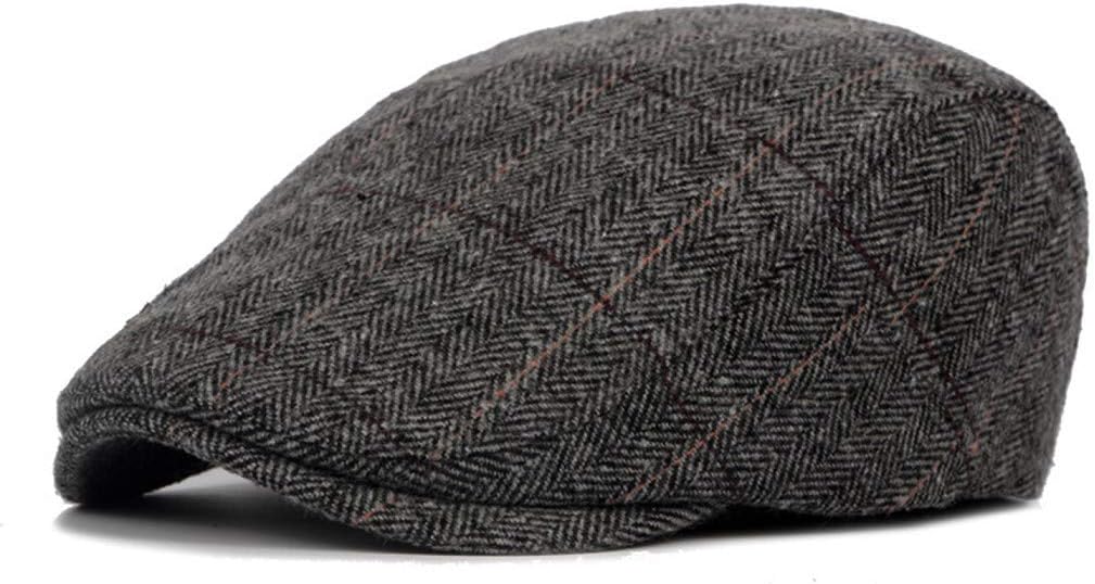 heekpek Berets Flat Cap Hat Duckbill Hat Driving Cap Newsboy Cap Unisex Adjustable Cotton Woolen Cap for Men Women Summer Winter Outdoor British Style Golf Cap