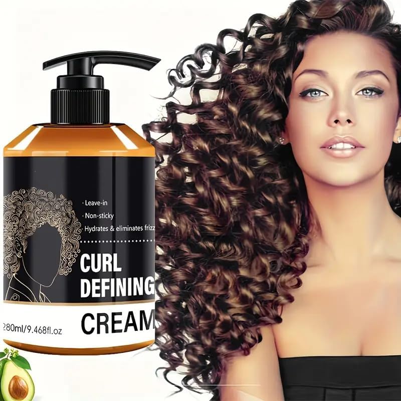 Curl Defining Cream - Anti-Frizz Curling Cream to Define All Curly Types to Enhance Curls, Defrizz, Control, Hydrate & Adds Shine Moisturizing Curl Cream for Thick Type 4 Curly Hair, Definition Hair