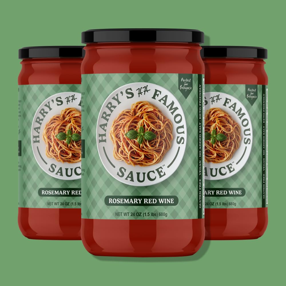 Harry's Famous Rosemary Red Wine Pasta Sauce, 24 oz jar (pack of 3)