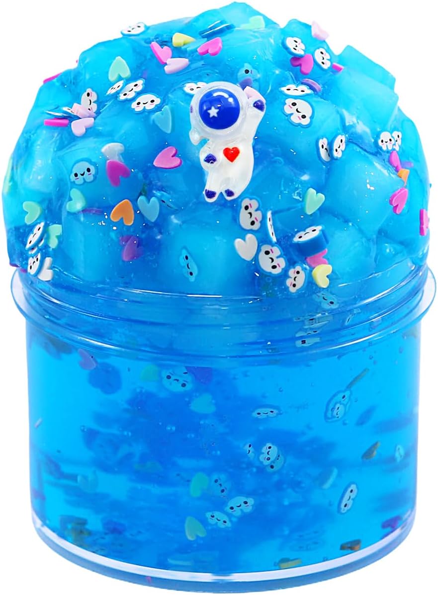 Jelly Cube Clear Blue Highly Sensory Slime, Party Favors for Kids, Novelty and Gag Toys for Girls and Boys, Christmas Stocking Stuffers