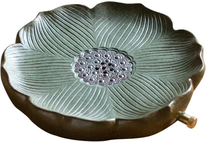 Asian Tea Set 1 Set Vintage Ceramic Tea Tray Pot Holder Lotus Leaves Shaped Teacup Plate Tray Water Tea Kettle Trays Antique Crude Pottery Tea Pot Mats Holder (Mixed Color ） Tea Tray