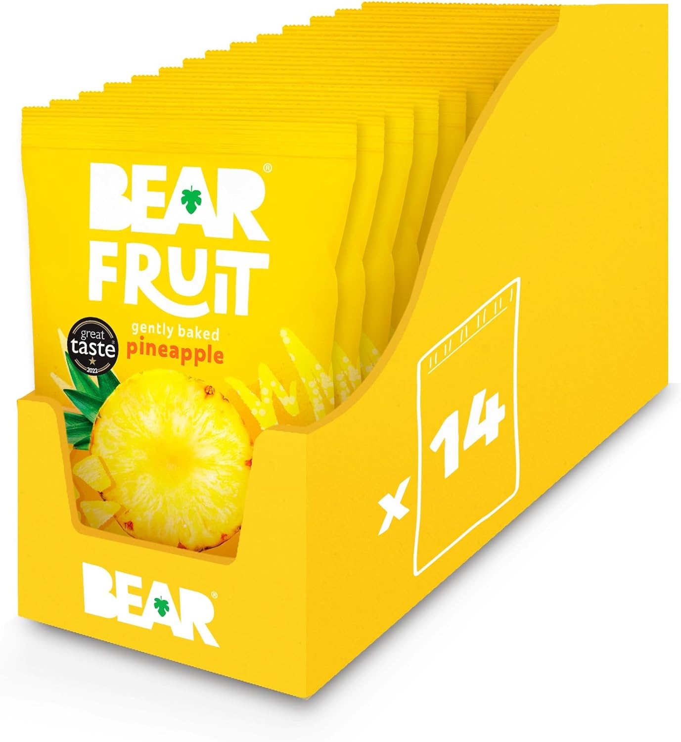 BEAR Fruit Dried Pineapple Packs - Gently Baked Fruit - Healthy - Vegan - 14 x 35g