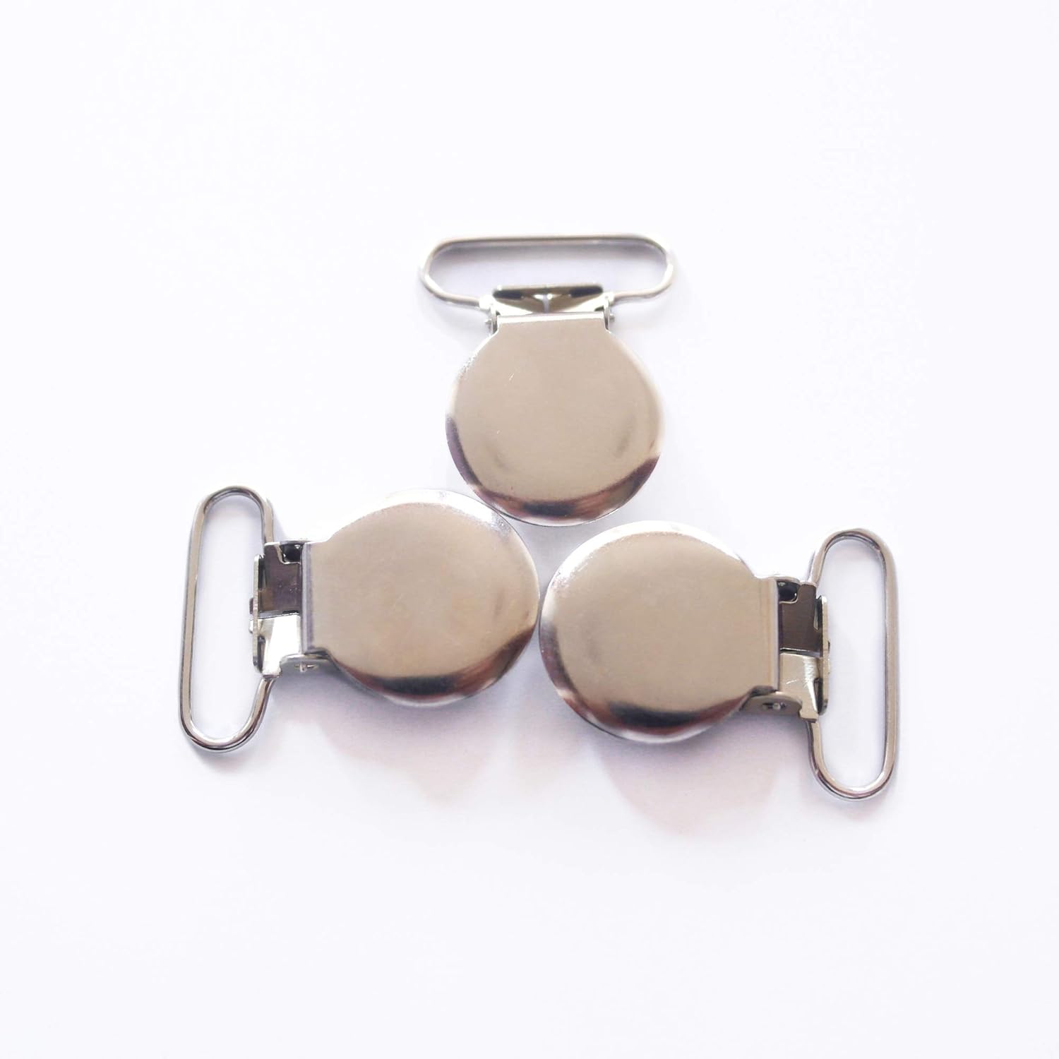 1" Pacifier Suspender Clips, Pacifier Clips with Plastic Teeth Insert to Protect Fabric Perfect for Crafts Making Pacifier Holders/Bib/Dummy Holder Clip Silver (10pcs)