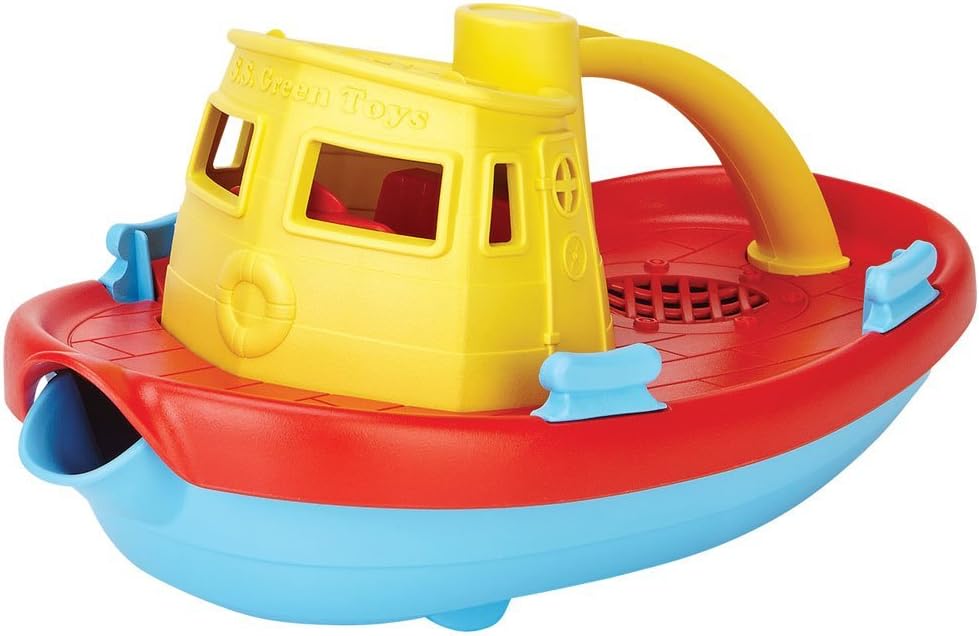 Green Toys Tugboat Age 3+ (Yellow Handle) - Bath and Water Toys, Multicolor, 11 cm, 1 Count (Pack of 1)