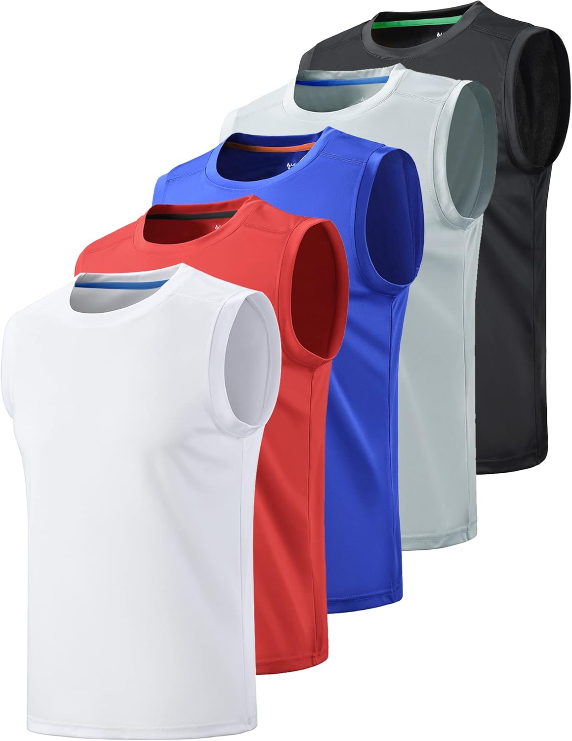 Liberty Imports Pack of 5 Men's Stretch Cool Dry Muscle Tank Tops Athletic Crewneck Sleeveless Workout Shirts
