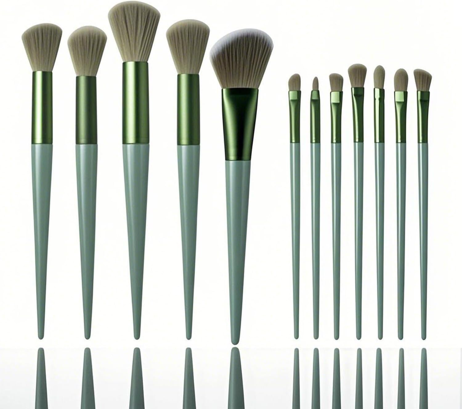 Makeup Brushes,13 PCS Make Up Brush Set for Foundation Eyebrow Concealer Eye Shadows Powder,Makeup Brush Kits for Travel and Daily Makeup Use (Green)