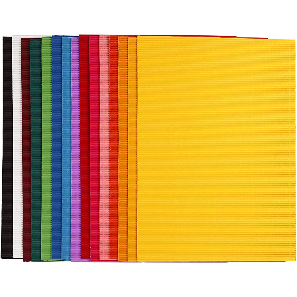 Creativ 21927 Corrugated Card, sheet 25x35 cm, 80 cm, 15 asstd colors sheets